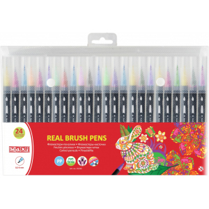 Фломастери-пензлики Maxi Real Brush 24 кольори (MX15230) краща модель в Чернігові