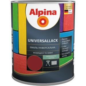 Емаль Alpina Universallack Шовковисто-матова 0.75 л Червоно-коричнева (948103722) надійний