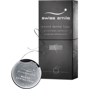Зубна стрічка вощена зі смаком м'яти Swiss Smile Basel Базель колір чорний 70 м (900-990) 7640131979924 краща модель в Чернігові