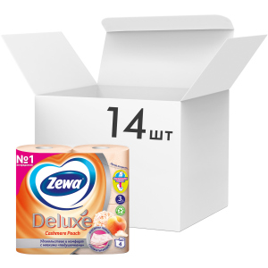 Упаковка туалетного паперу Zewa Deluxe тришаровий аромат Персик 14 шт по 4 рулони (7322540059793) в Чернігові