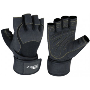 Перчатки тренировочные Sporter Gym Men Fitness Gloves (148.4 A) M Black/Yellow (2009999014485) лучшая модель в Чернигове