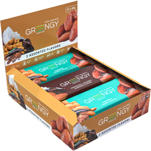 Упаковка батончиків Greengy Асорті шоколадне 40 г х 12 шт (4820221320635) в Чернігові