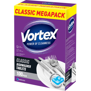 Таблетки для посудомийних машин Vortex Classic 100 шт (55600020) краща модель в Чернігові