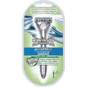 Бритва для бритья Wilkinson Sword Quattro Titanium Sensitive 2 картриджа (4027800536269) лучшая модель в Чернигове