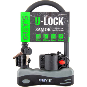 Замок Grey`s скоба U-lock із кріпленням 12 x 165 x 245 мм (GR33012) ТОП в Чернігові