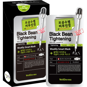 Тканинна маска для обличчя Wellderma Звуження пор Black Bean Tightening Weekly Smart Mask 10 шт x 25 мл (8809387192092) краща модель в Чернігові