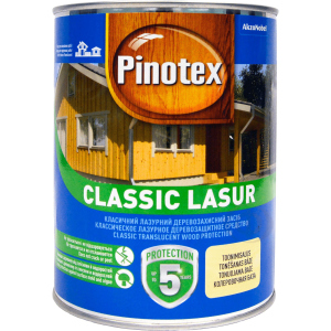 Лазурь Pinotex Classic Lasur - матовая алкидная пропитка для дерева, лазурная, с декоративным эффектом, калужница, 1 л (5301521) надежный