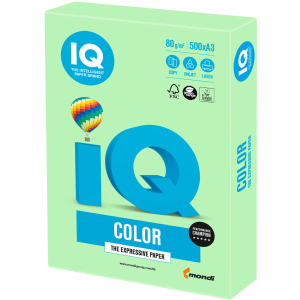 Папір офісний IQ Color MG28 A3 80 г/м2 500 листів Зелений (9003974402727) краща модель в Чернігові