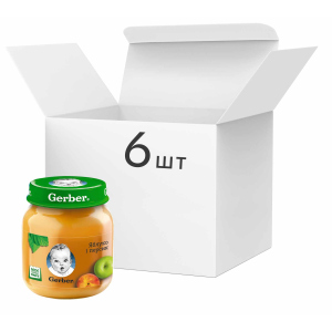 Упаковка фруктового пюре Gerber Яблуко та персик з 6 місяців 130 г х 6 шт (7613287166937) краща модель в Чернігові