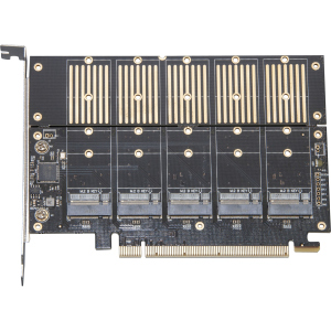 Плата розширення Frime PCI-E x16 to 5 x M.2 (B Key), JMB585 (ECF-PCIEtoSSD010)