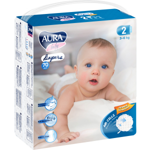 Подгузники одноразовые для детей AURA baby 2/S 3-6 кг mega-pack 70 шт (4752171003279) лучшая модель в Чернигове