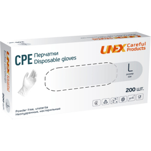 Перчатки одноразовые нестерильные, неопудреннные CPE Unex Medical Products размер L 200 шт. — 100 пар Белые (4870238550808) ТОП в Чернигове