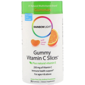 Вітаміни Rainbow Light З часточки з терпким апельсиновим смаком Gummy Vitamin C Slices Tangy Orange Flavor 75 жувальних цукерок (21888302413) ТОП в Чернігові