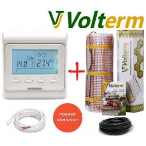 Кабельний мат Volterm Hot Mat 1,3м²/210Вт/ 180Вт/м² тепла підлога електрична під плитку з програмованим терморегулятором E51 ТОП в Чернігові