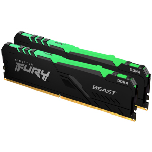 Оперативна пам'ять Kingston Fury DDR4-2666 32768MB PC4-21300 (Kit of 2x16384) Beast RGB Black (KF426C16BB1AK2/32) рейтинг