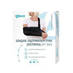 Бандаж-підтримувач (косинка) для руки Алком 3004 розмір 2 (35-40 см/40 см) Чорний (4823058901060)