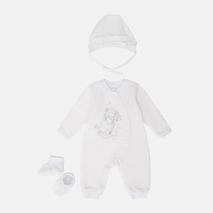 Людина тепла + чепчик + пінетки Garden Baby 29235-01 62 см Білі (4822923501206) ТОП в Чернігові