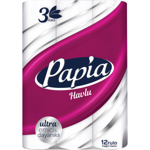 Бумажные полотенца Papia 3 слоя 12 рулонов (8690536011001) в Чернигове