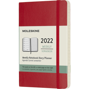 Тижневик Moleskine 2022 9 х 14 см 144 сторінки Червоний М'який (8056420855852) в Чернігові