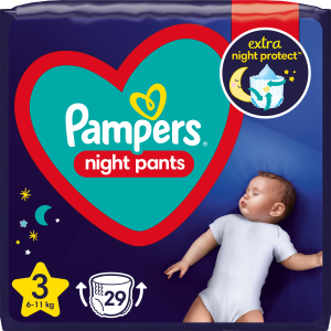 Підгузки-трусики нічні Pampers Night Pants Розмір 3 (6-11 кг) 29 шт (8006540234679) надійний