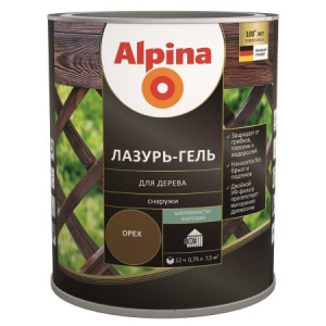 Лазурь для дерева Alpina lasur-gel шелк.-мат (10 л) Махагон надежный