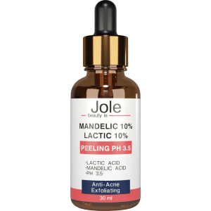 Пилинг для лица Jole Mandelic 10%+ Lactic 10% Peeling pH 3.5 с миндальной и молочной кислотами 30 мл (4820243881336) ТОП в Чернигове