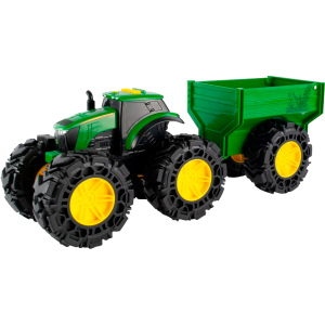 Игрушечный трактор Tomy John Deere Monster Treads с прицепом и большими колесами (36881473534)