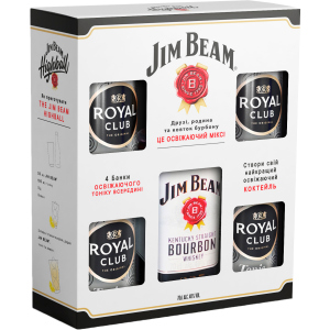 Виски Jim Beam White 4 года выдержки 0.7 л 40% + безалкогольный напиток Royal Club Tonic Classic 4 шт (4823093700062) в Чернигове