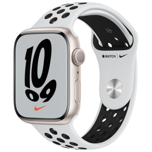 Смарт-годинник Apple Watch Series 7 Nike GPS 45mm Starlight Aluminium Case with Pure Platinum/Black Nike Sport Band (MKNA3UL/A) краща модель в Чернігові