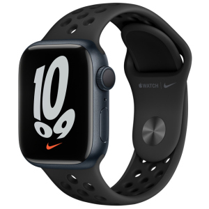 Смарт-годинник Apple Watch Series 7 Nike GPS 41mm Midnight Aluminium Case with Anthracite/Black Nike Sport Band (MKN43UL/A) ТОП в Чернігові