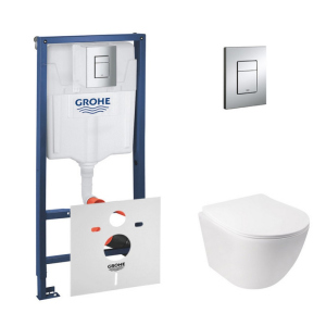 Набор инсталляция 4 в 1 Grohe Rapid SL 38772001 + унитаз с сиденьем Qtap Jay QT07335176W лучшая модель в Чернигове