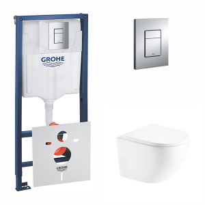 Набор инсталляция 4 в 1 Grohe Rapid SL 38772001 + унитаз с сиденьем Qtap Robin QT1333046ENRW