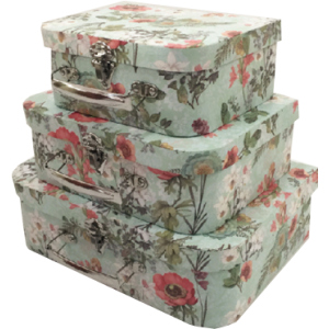 Набір подарункових коробок Ufo Flowers картонних 3 шт Різнобарвних (W9483 Набір 3 шт FLOWERS скриня)
