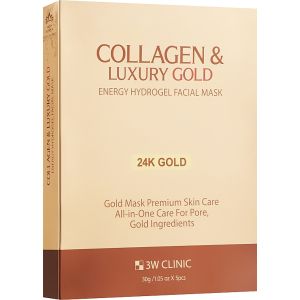 Гидрогелевая маска для лица 3W Clinic Collagen & Luxury Gold Energy Hydrogel Facial Mask с золотом 30 г (8809389033584) в Чернигове