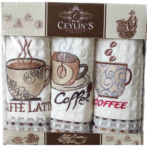 Набор вафельных салфеток Ceylin's Home Textile с вышивкой № 8 35 х 50 см 3 шт (ly5921) (4820000005921)