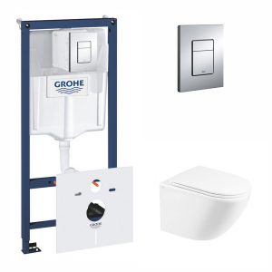 Набор инсталляция 5 в 1 Grohe Rapid SL 38827000 + унитаз с сиденьем Qtap Robin QT1333046ENRW ТОП в Чернигове