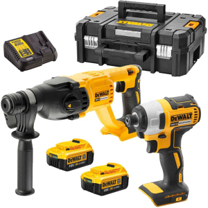 Набор из двух инструментов бесщеточных DeWalt 18 В XR Li-lon, 1.3 Ач, чемодан, 2 аккумулятора и зарядное устройство (DCK2023M2T)