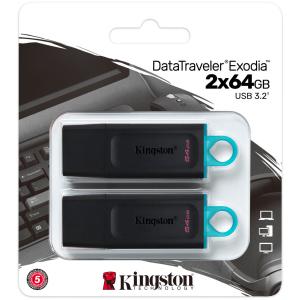 Kingston DataTraveler Exodia 2x64GB USB 3.2 Gen 1 Black/Blue (DTX/64GB-2P) надійний