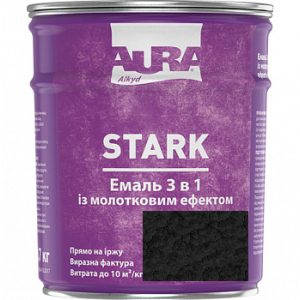 Молотковая эмаль Aura® Stark 3 в 1 черный №90 глянец 2.2 кг ТОП в Чернигове