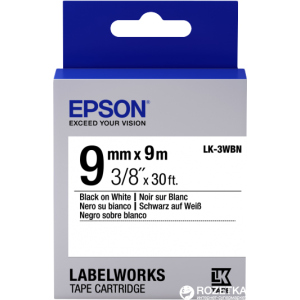 Картридж с лентой Epson LabelWorks LK3WBN 9 мм / 9 м Black/White (C53S653003) в Чернигове