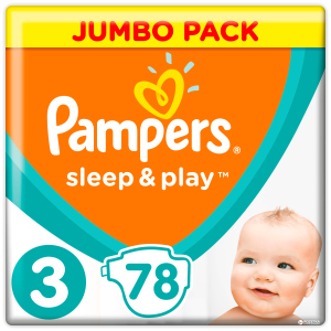 Підгузки Pampers Sleep & Play Розмір 3 (Midi) 6-10 кг, 78шт (8001090669094)