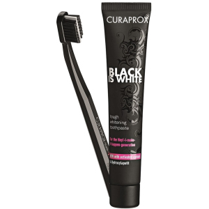 Набір Зубна паста відбілююча Curaprox Black is White з активованим вугіллям та гідроксиаппатитами 90 мл + Ультра-м'яка зубна щітка (7612412423686) рейтинг