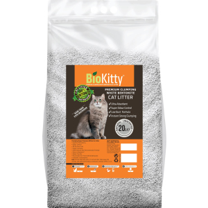 Наполнитель для кошачьего туалета BioKitty Super Premium White Бентонитовый комкующий 16.8 кг (20 л) (8680659333217/8680659333210)