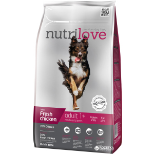 купити Сухий корм Nutrilove Adult Medium для дорослих собак середніх порід 1.6 кг Курка з рисом (8595606402331)