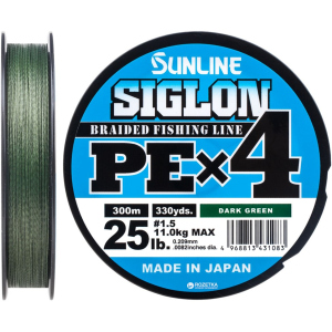 Шнур Sunline Siglon PE х4 300 м # 1.5/0.209 мм 11 кг Темно-зелений (16580948) в Чернігові