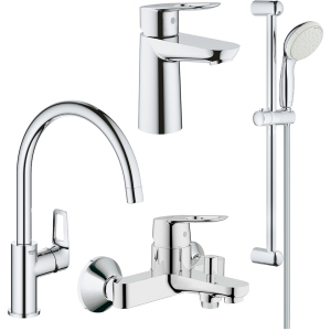 Набір змішувачів GROHE BauLoop 123225K + кухонний змішувач (23337000 + 32815000 + 31232001 + 27598001) в Чернігові