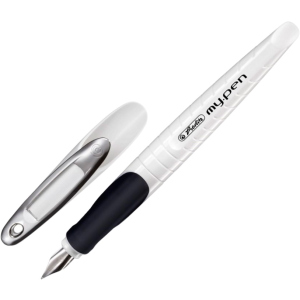 Ручка перова для правши Herlitz My.Pen White-Black Синя Білий корпус (10999738) ТОП в Чернігові