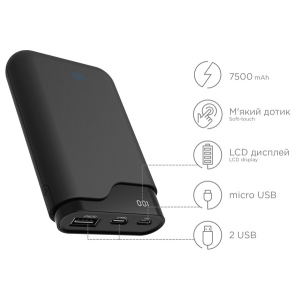 УМБ Ergo 7500 mAh Type-C Rubber Black (LI-U3) лучшая модель в Чернигове