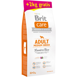 Сухой корм для взрослых собак средних пород Brit Care Adult Medium Breed Lamb & Rice 14 кг (8595602533602)