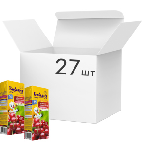 Упаковка соку Беллакт Яблучно-вишневий 200 мл х 27 шт (4814716000731) в Чернігові